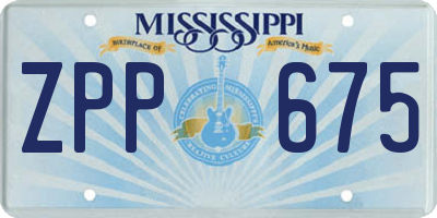 MS license plate ZPP675