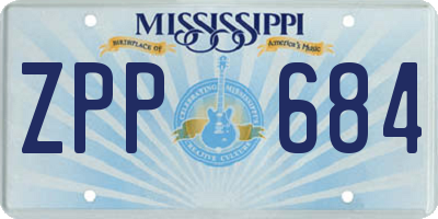 MS license plate ZPP684