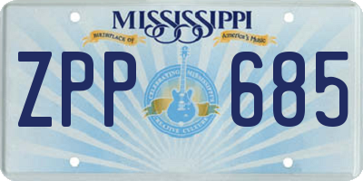 MS license plate ZPP685