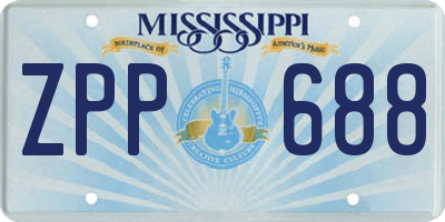 MS license plate ZPP688