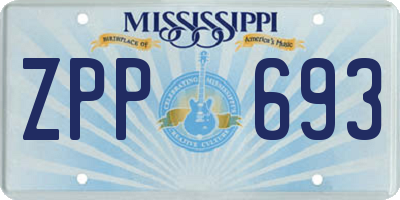 MS license plate ZPP693