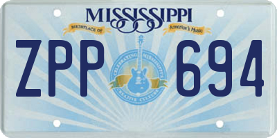 MS license plate ZPP694
