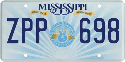 MS license plate ZPP698