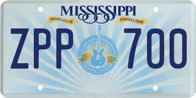 MS license plate ZPP700