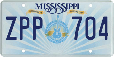 MS license plate ZPP704