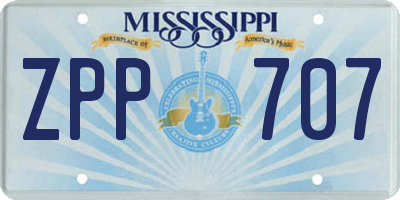 MS license plate ZPP707