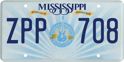 MS license plate ZPP708