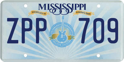 MS license plate ZPP709