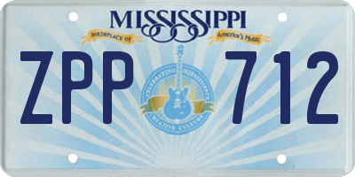 MS license plate ZPP712