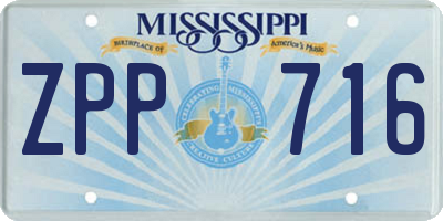 MS license plate ZPP716