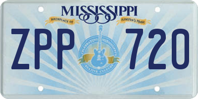 MS license plate ZPP720