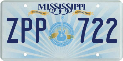 MS license plate ZPP722
