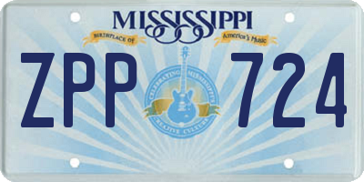 MS license plate ZPP724