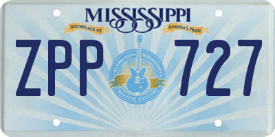 MS license plate ZPP727