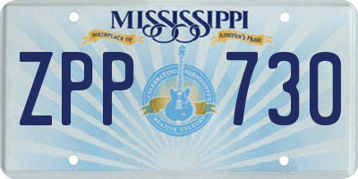 MS license plate ZPP730