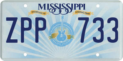 MS license plate ZPP733