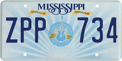 MS license plate ZPP734