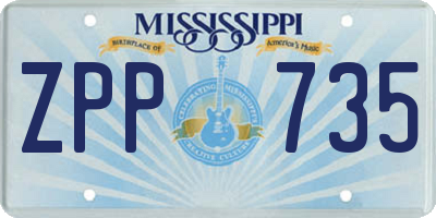 MS license plate ZPP735