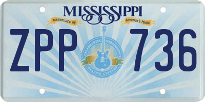 MS license plate ZPP736