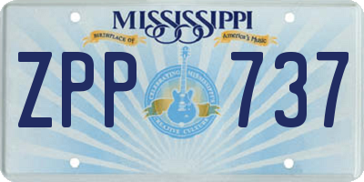 MS license plate ZPP737