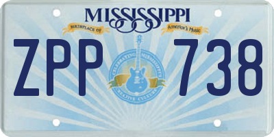 MS license plate ZPP738