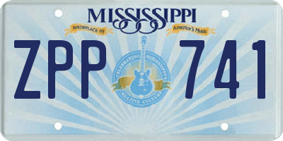 MS license plate ZPP741