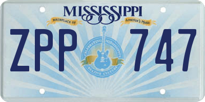 MS license plate ZPP747