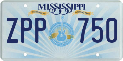 MS license plate ZPP750