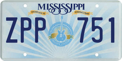 MS license plate ZPP751