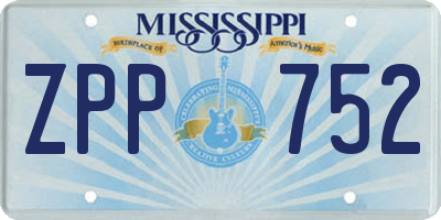 MS license plate ZPP752