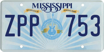 MS license plate ZPP753