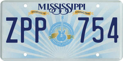 MS license plate ZPP754