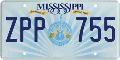 MS license plate ZPP755