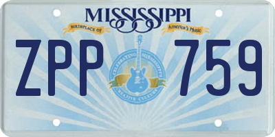 MS license plate ZPP759