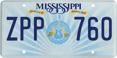 MS license plate ZPP760