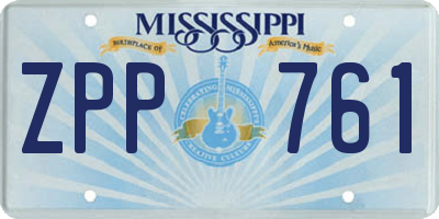 MS license plate ZPP761