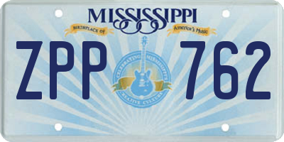MS license plate ZPP762