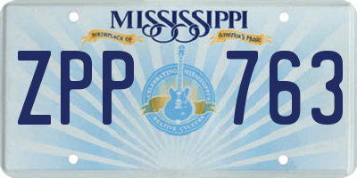 MS license plate ZPP763