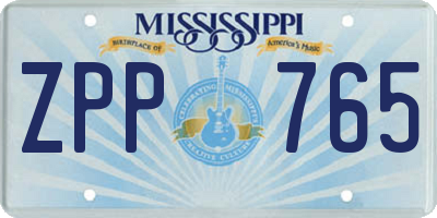 MS license plate ZPP765