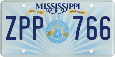 MS license plate ZPP766