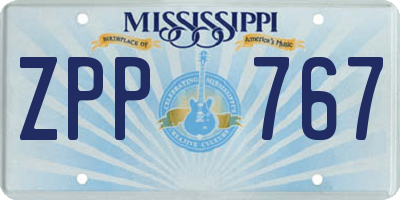 MS license plate ZPP767