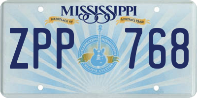 MS license plate ZPP768