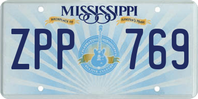 MS license plate ZPP769