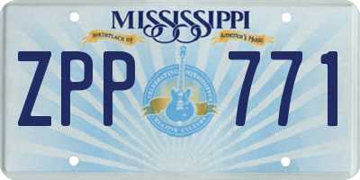 MS license plate ZPP771