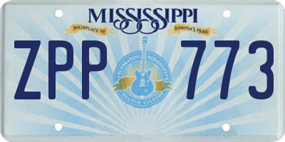 MS license plate ZPP773