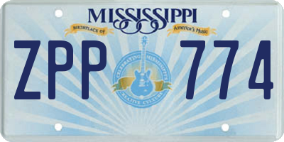 MS license plate ZPP774