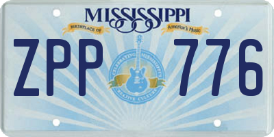 MS license plate ZPP776