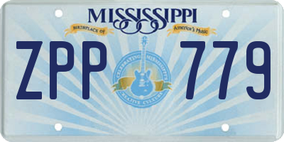 MS license plate ZPP779