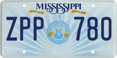 MS license plate ZPP780