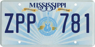 MS license plate ZPP781